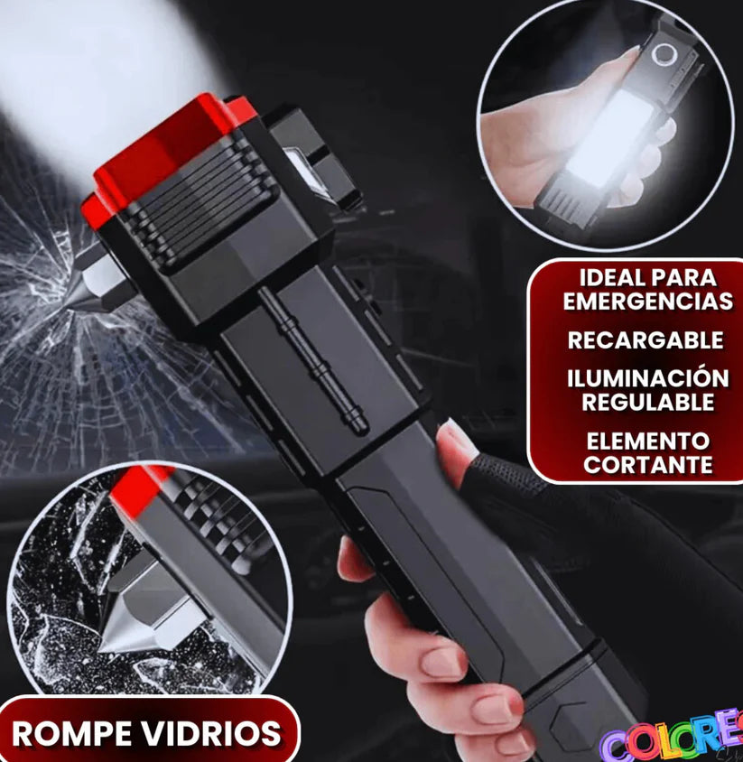 LINTERNA MARTILLO 4 EN 1 - RECARGABLE Y DE EMERGENCIA