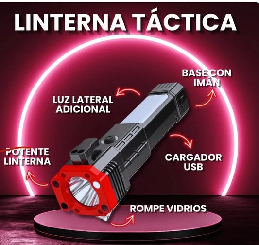 LINTERNA MARTILLO 4 EN 1 - RECARGABLE Y DE EMERGENCIA